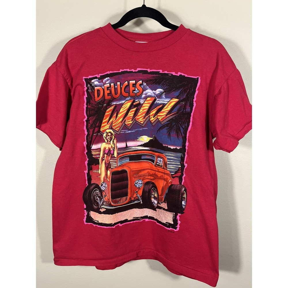 Vintage 90s Hot Rod Pin Up Girl 1992 SSI USA Made Single Stitch Mens Large (G)
